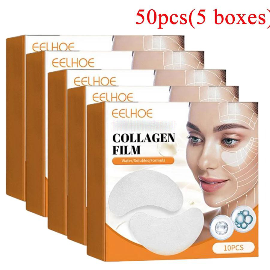 Sheet Mask Collagen - 5 กล่องคอลลาเจนแพทช์ที่ละลายน้ําได้ฟิล์มต่อต้านริ้วรอยลบความหมองคล้ําFacial Mask Moisturizing Lifting Firming