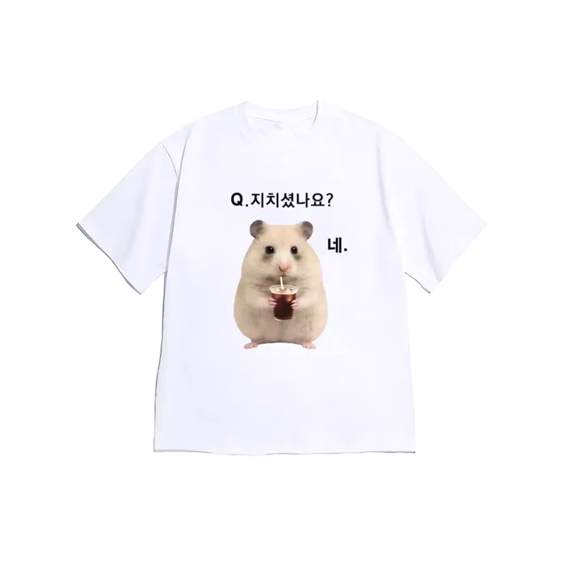 เสื้อยืดพิมพ์ลายแฮมสเตอร์ขนฟู  - Korean Men Lifestyle บทวิจารณ์และราคา