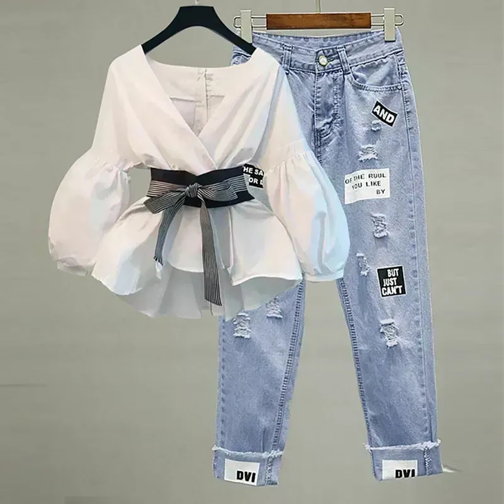 ผู้หญิงElegant Vคอลายโคมไฟแขนโ - Korean Lifestyle บทวิจารณ์และราคา